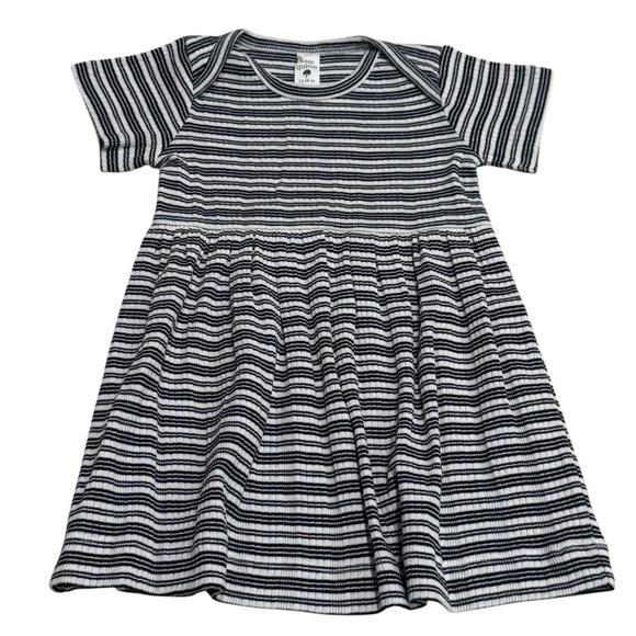 Kate Quinn 100% Cotton Black and White Stripe Textured Dress Summer Size 12-18mo - Picture 2 of 7